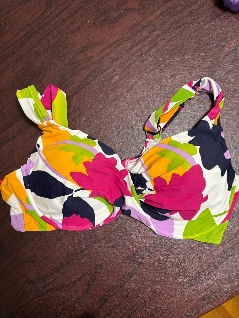 Anne Cole Floral Print Underwire Swim Top - Pink Multi 18W